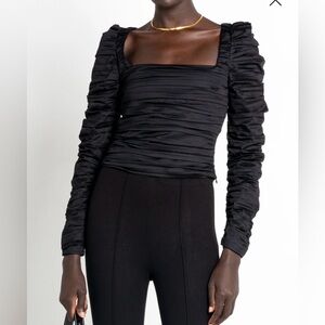 Kourt Black Ruched Blouse